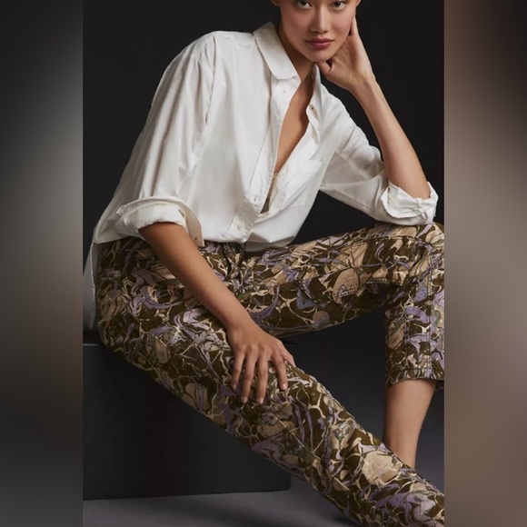Pilcro & The Letterpress Anthropologie Wanderer Low Rise Sz 26 Gold Splatter - Picture 1 of 11